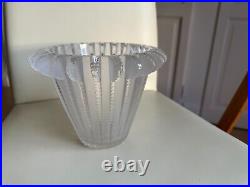 LALIQUE France vase verre moulé pressé satiné modèle Royat Ht15,5 Diam 20,5 TBE