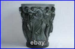 LALIQUE Grand vase Bacchantes cristal gris (48677)