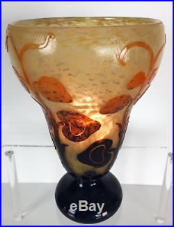 LE VERRE FRANÇAIS VASE D'ÉPOQUE ART DÉCO EN PTE DE VERRE MULTICOUCHE de 30 CM