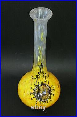 LEGRAS, Vase berluze Chinon de la série Printania, décor de cygnes, H 37 cm