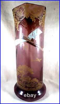 - LEGRAS Vase tube RIVOLI -décor d'un Monoplan et dorures- circa 1910 - LEGRAS Vase tube RIVOLI -décor d'un Monoplan et dorures- circa 1910