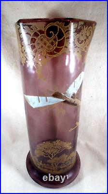 - LEGRAS Vase tube RIVOLI -décor d'un Monoplan et dorures- circa 1910 - LEGRAS Vase tube RIVOLI -décor d'un Monoplan et dorures- circa 1910