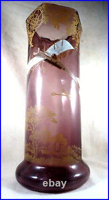 - LEGRAS Vase tube RIVOLI -décor d'un Monoplan et dorures- circa 1910 - LEGRAS Vase tube RIVOLI -décor d'un Monoplan et dorures- circa 1910