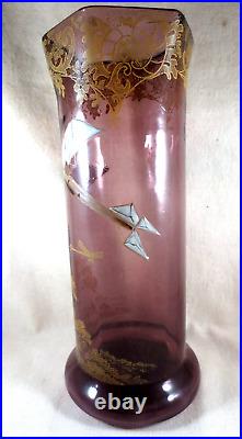- LEGRAS Vase tube RIVOLI -décor d'un Monoplan et dorures- circa 1910 - LEGRAS Vase tube RIVOLI -décor d'un Monoplan et dorures- circa 1910