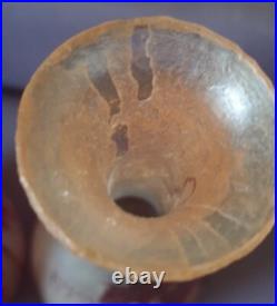 LEGRAS, très belle paire de vases en verre émaillé, série Rubis