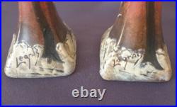 LEGRAS, très jolie paire de grands vases soliflore, décor d'arbres enneigés