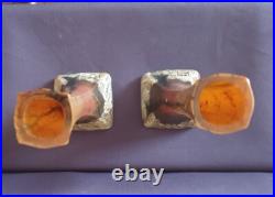 LEGRAS, très jolie paire de grands vases soliflore, décor d'arbres enneigés