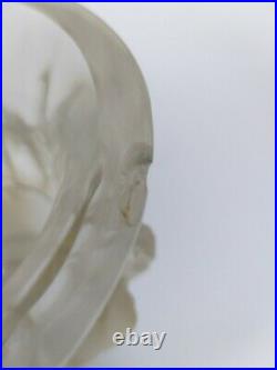 Lalique France Petit Vase Aux Oiseaux En Verre Pressé Et Moulé Piedouche G2107