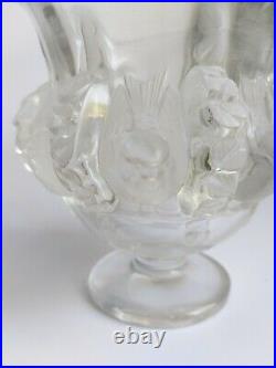 Lalique France Petit Vase Aux Oiseaux En Verre Pressé Et Moulé Piedouche G2107