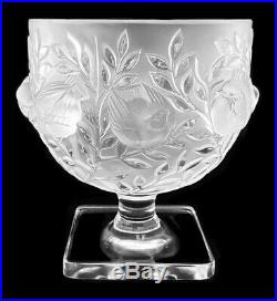 Lalique France Vase Elisabeth En Cristal Motif Piédestal Signé