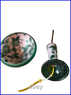 Lampe champignon de Vianne, décor floral, multicouche