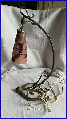 Lampe pate de verre Emile galle ancienne monture bronze art nouveau 1900
