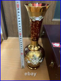 Lampe vase antique en verre doré de constructeur de superposition de bohème