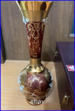 Lampe vase antique en verre doré de constructeur de superposition de bohème