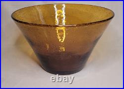 Large grand saladier verre de biot ambré verrerie de Biot 30cm diametre 2.4kg