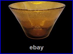 Large grand saladier verre de biot ambré verrerie de Biot 30cm diametre 2.4kg