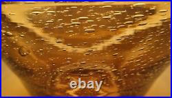 Large grand saladier verre de biot ambré verrerie de Biot 30cm diametre 2.4kg