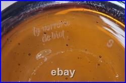 Large grand saladier verre de biot ambré verrerie de Biot 30cm diametre 2.4kg