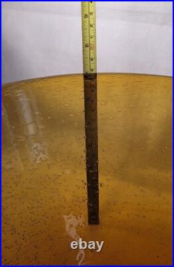 Large grand saladier verre de biot ambré verrerie de Biot 30cm diametre 2.4kg