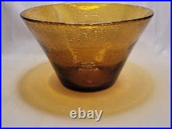 Large grand saladier verre de biot ambré verrerie de Biot 30cm diametre 2.4kg