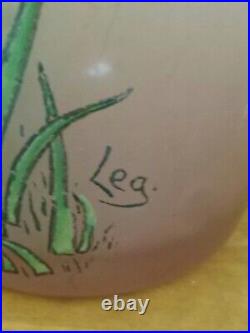 Legras Art Nouveau Grand Vase en verre Décor émaillé (relief) Faisant signé Leg