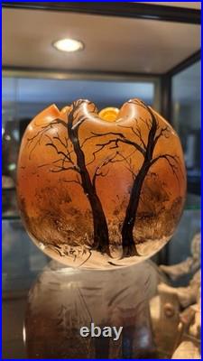 Legras French Art Glass Vase Acid Etched Cameo Style Antique France