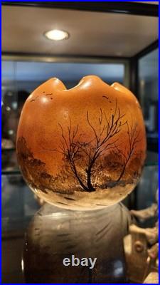 Legras French Art Glass Vase Acid Etched Cameo Style Antique France