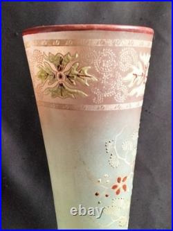 Legras / Grand vase en verre émaillé à décor japonisant / Modèle Printemps