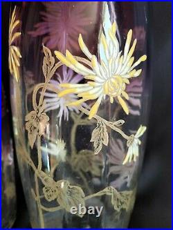 Legras / Grande paire de vases émaillés dorés / Modèle Olga/Tokyo / Art Nouveau