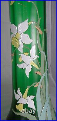 Legras Grande paire de vases en verre émaillé. Début Xxe s. Haut. 41 cm