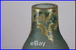 Legras Mont Joye Vase artistique avec verre vert givré Art Nouveau marqué