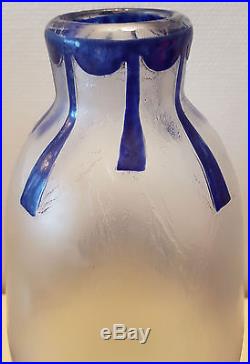 Legras Montjoye Cristalerie De St Denis Vase Verre Grave À L'acide Art Deco