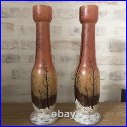 Legras Paire De Vases Tulipier Signés