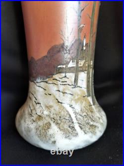 Legras / Paire de vases en verre émaillé décor paysage enneigé / Art Nouveau Legras / Paire de vases en verre émaillé décor paysage enneigé / Art Nouveau