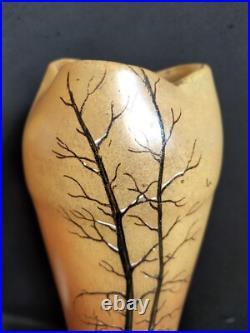 Legras / Paire de vases en verre émaillé décor paysage enneigé / Art Nouveau Legras / Paire de vases en verre émaillé décor paysage enneigé / Art Nouveau