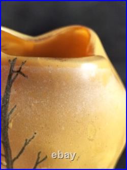 Legras / Paire de vases en verre émaillé décor paysage enneigé / Art Nouveau Legras / Paire de vases en verre émaillé décor paysage enneigé / Art Nouveau