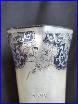 Legras / Paire de vases en verre peint/imprimé aux bâteaux / Art Nouveau émaillé