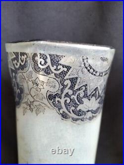 Legras / Paire de vases en verre peint/imprimé aux bâteaux / Art Nouveau émaillé