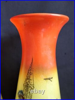 Legras / Paire de vases en verre teinté & émaillé Alsace française / Art Nouveau Legras / Paire de vases en verre teinté & émaillé Alsace française / Art Nouveau