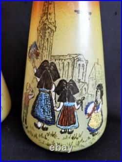 Legras / Paire de vases en verre teinté & émaillé Alsace française / Art Nouveau Legras / Paire de vases en verre teinté & émaillé Alsace française / Art Nouveau