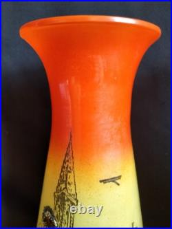 Legras / Paire de vases en verre teinté & émaillé Alsace française / Art Nouveau Legras / Paire de vases en verre teinté & émaillé Alsace française / Art Nouveau