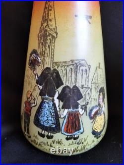 Legras / Paire de vases en verre teinté & émaillé Alsace française / Art Nouveau Legras / Paire de vases en verre teinté & émaillé Alsace française / Art Nouveau