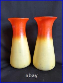 Legras / Paire de vases en verre teinté & émaillé Alsace française / Art Nouveau Legras / Paire de vases en verre teinté & émaillé Alsace française / Art Nouveau