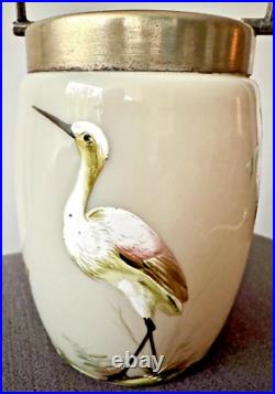 Legras Petit Pot en Verre Émaillé Cigogne Époque 1900 Art Nouveau vase