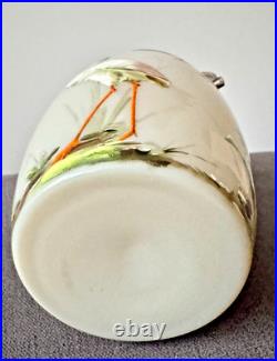 Legras Petit Pot en Verre Émaillé Cigogne Époque 1900 Art Nouveau vase