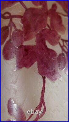 Legras, Vase Rubis Hauteur 20 Cm En Verre Dégagé à l'Acide Vers 1900