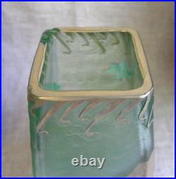 Legras Vase Signé Montjoy À Décor De Violettes Émaillées Et Feuilles D'or