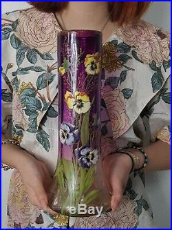 Legras Vase émaillé décor de pensées P. État M. Condition
