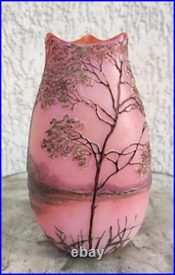 Legras vase signé d un verrier français dégagé a l'acide arts Nouveau 1880