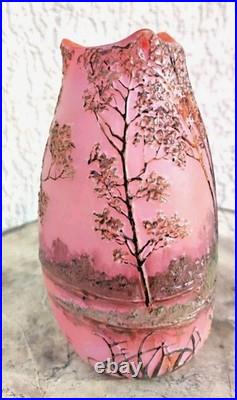 Legras vase signé d un verrier français dégagé a l'acide arts Nouveau 1880
